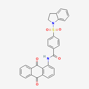 molecular formula C29H20N2O5S B2768733 N-(9,10-dioxo-9,10-dihydroanthracen-1-yl)-4-(indolin-1-ylsulfonyl)benzamide CAS No. 441290-29-5