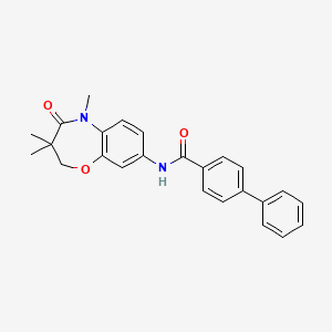 molecular formula C25H24N2O3 B2768775 N-(3,3,5-trimethyl-4-oxo-2,3,4,5-tetrahydro-1,5-benzoxazepin-8-yl)-[1,1'-biphenyl]-4-carboxamide CAS No. 921868-07-7