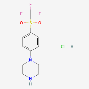 molecular formula C11H14ClF3N2O2S B2768814 1-(4-Trifluoromethanesulfonylphenyl)piperazine hydrochloride CAS No. 1803598-81-3