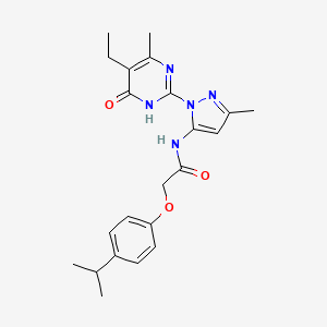 molecular formula C22H27N5O3 B2768815 N-(1-(5-ethyl-4-methyl-6-oxo-1,6-dihydropyrimidin-2-yl)-3-methyl-1H-pyrazol-5-yl)-2-(4-isopropylphenoxy)acetamide CAS No. 1003798-78-4