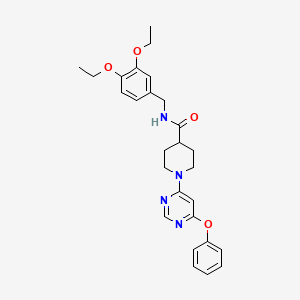 molecular formula C27H32N4O4 B2768868 N-(3,4-diethoxybenzyl)-1-(6-phenoxypyrimidin-4-yl)piperidine-4-carboxamide CAS No. 1116045-13-6