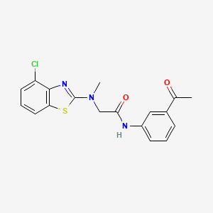molecular formula C18H16ClN3O2S B2768873 N-(3-acetylphenyl)-2-((4-chlorobenzo[d]thiazol-2-yl)(methyl)amino)acetamide CAS No. 1396846-34-6