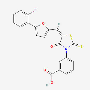 (E)-3-(5-((5-(2-fluorophenyl)furan-2-yl)methylene)-4-oxo-2-thioxothiazolidin-3-yl)benzoic acid