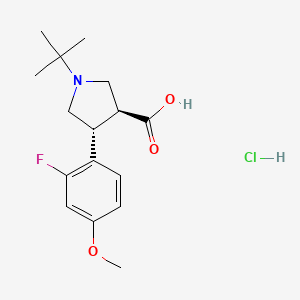 molecular formula C16H23ClFNO3 B2768925 (3S,4R)-1-Tert-butyl-4-(2-fluoro-4-methoxyphenyl)pyrrolidine-3-carboxylic acid;hydrochloride CAS No. 2343964-59-8
