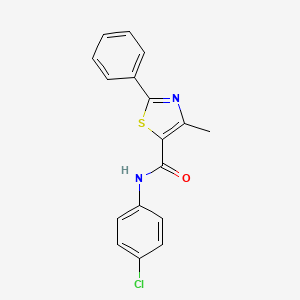 molecular formula C17H13ClN2OS B2768927 N-(4-chlorophenyl)-4-methyl-2-phenyl-1,3-thiazole-5-carboxamide CAS No. 38769-53-8