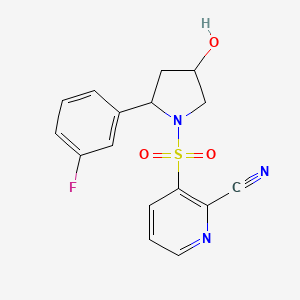 3-[2-(3-Fluorophenyl)-4-hydroxypyrrolidin-1-yl]sulfonylpyridine-2-carbonitrile