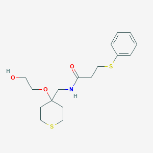 N-((4-(2-hydroxyethoxy)tetrahydro-2H-thiopyran-4-yl)methyl)-3-(phenylthio)propanamide
