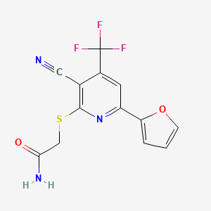2-((3-Cyano-6-(furan-2-yl)-4-(trifluoromethyl)pyridin-2-yl)thio)acetamide