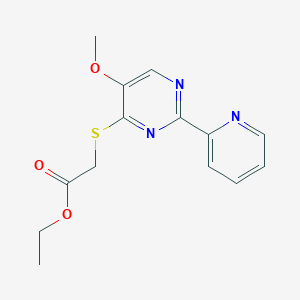 Ethyl 2-((5-methoxy-2-(2-pyridinyl)-4-pyrimidinyl)sulfanyl)acetate