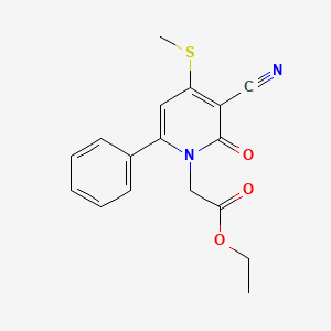 molecular formula C17H16N2O3S B2768964 Ethyl 2-(3-cyano-4-(methylsulfanyl)-2-oxo-6-phenyl-1(2h)-pyridinyl)acetate CAS No. 478042-84-1