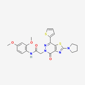 molecular formula C23H23N5O4S2 B2768966 N-(2,4-dimethoxyphenyl)-2-(4-oxo-2-(pyrrolidin-1-yl)-7-(thiophen-2-yl)thiazolo[4,5-d]pyridazin-5(4H)-yl)acetamide CAS No. 1105218-59-4