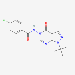 molecular formula C16H16ClN5O2 B2769001 N-{1-tert-butyl-4-oxo-1H,4H,5H-pyrazolo[3,4-d]pyrimidin-5-yl}-4-chlorobenzamide CAS No. 899945-24-5