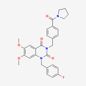 1-(4-fluorobenzyl)-6,7-dimethoxy-3-(4-(pyrrolidine-1-carbonyl)benzyl)quinazoline-2,4(1H,3H)-dione