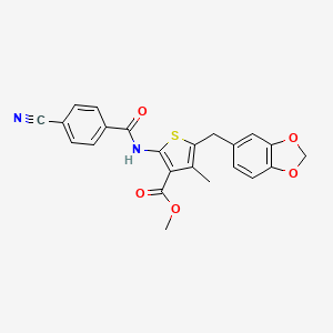 Methyl 5-(1,3-benzodioxol-5-ylmethyl)-2-[(4-cyanobenzoyl)amino]-4-methylthiophene-3-carboxylate
