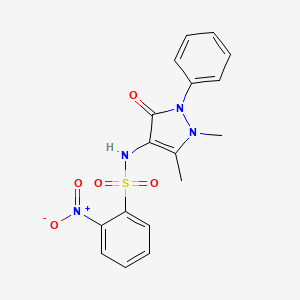 molecular formula C17H16N4O5S B2769021 N-(1,5-dimethyl-3-oxo-2-phenyl-2,3-dihydro-1H-pyrazol-4-yl)-2-nitrobenzene-1-sulfonamide CAS No. 304687-54-5
