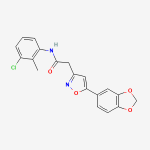 molecular formula C19H15ClN2O4 B2769027 2-(5-(benzo[d][1,3]dioxol-5-yl)isoxazol-3-yl)-N-(3-chloro-2-methylphenyl)acetamide CAS No. 1105244-83-4
