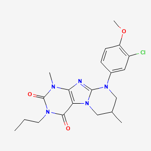 molecular formula C20H24ClN5O3 B2769029 9-(3-Chloro-4-methoxyphenyl)-1,7-dimethyl-3-propyl-7,8-dihydro-6H-purino[7,8-a]pyrimidine-2,4-dione CAS No. 923470-57-9