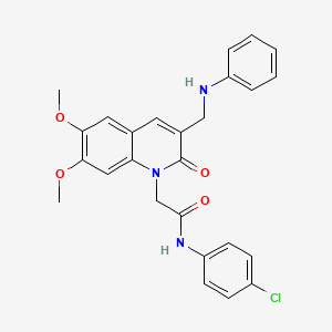 molecular formula C26H24ClN3O4 B2769042 N-(4-chlorophenyl)-2-{6,7-dimethoxy-2-oxo-3-[(phenylamino)methyl]-1,2-dihydroquinolin-1-yl}acetamide CAS No. 894549-12-3
