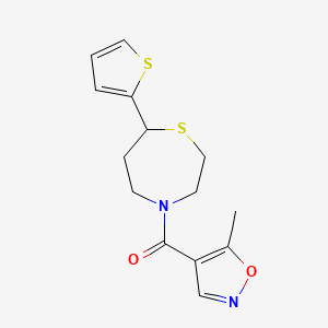 molecular formula C14H16N2O2S2 B2769046 (5-Methylisoxazol-4-yl)(7-(thiophen-2-yl)-1,4-thiazepan-4-yl)methanone CAS No. 1705218-79-6