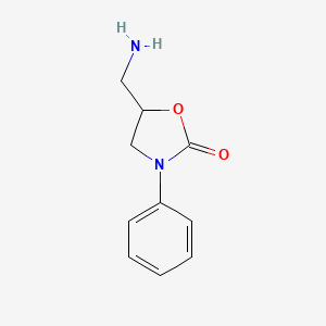 molecular formula C10H12N2O2 B2769076 5-(Aminomethyl)-3-phenyl-1,3-oxazolidin-2-one CAS No. 121082-84-6