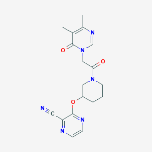 molecular formula C18H20N6O3 B2769081 3-((1-(2-(4,5-dimethyl-6-oxopyrimidin-1(6H)-yl)acetyl)piperidin-3-yl)oxy)pyrazine-2-carbonitrile CAS No. 2034230-07-2