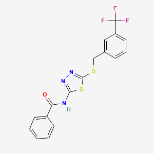 molecular formula C17H12F3N3OS2 B2769086 N-(5-((3-(trifluoromethyl)benzyl)thio)-1,3,4-thiadiazol-2-yl)benzamide CAS No. 392301-90-5
