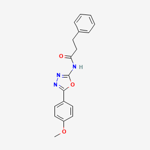 molecular formula C18H17N3O3 B2769097 N-[5-(4-methoxyphenyl)-1,3,4-oxadiazol-2-yl]-3-phenylpropanamide CAS No. 865286-77-7
