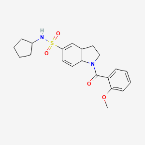 molecular formula C21H24N2O4S B2769129 N-cyclopentyl-1-(2-methoxybenzoyl)-2,3-dihydro-1H-indole-5-sulfonamide CAS No. 898657-41-5