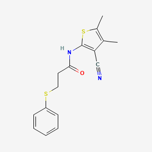 molecular formula C16H16N2OS2 B2769155 N-(3-cyano-4,5-dimethylthiophen-2-yl)-3-(phenylthio)propanamide CAS No. 896305-47-8