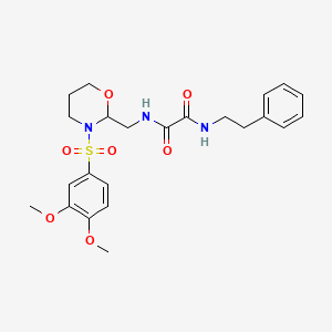 B2769165 N1-((3-((3,4-dimethoxyphenyl)sulfonyl)-1,3-oxazinan-2-yl)methyl)-N2-phenethyloxalamide CAS No. 872976-39-1