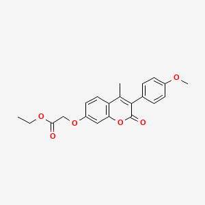 molecular formula C21H20O6 B2769201 乙酸-2-[3-(4-甲氧基苯基)-4-甲基-2-氧代咯色啉-7-基]氧基乙酸乙酯 CAS No. 869080-41-1