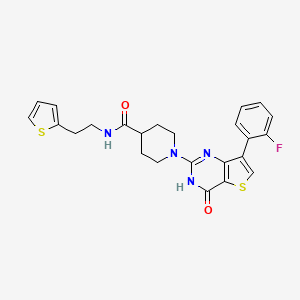 1-(7-(2-fluorophenyl)-4-oxo-3,4-dihydrothieno[3,2-d]pyrimidin-2-yl)-N-(2-(thiophen-2-yl)ethyl)piperidine-4-carboxamide