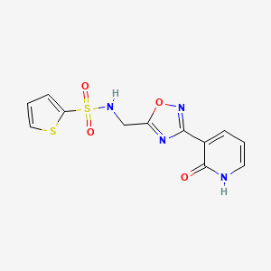 molecular formula C12H10N4O4S2 B2769204 N-((3-(2-oxo-1,2-dihydropyridin-3-yl)-1,2,4-oxadiazol-5-yl)methyl)thiophene-2-sulfonamide CAS No. 1903167-59-8