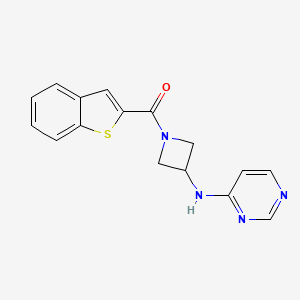 molecular formula C16H14N4OS B2769212 N-[1-(1-benzothiophene-2-carbonyl)azetidin-3-yl]pyrimidin-4-amine CAS No. 2097909-21-0