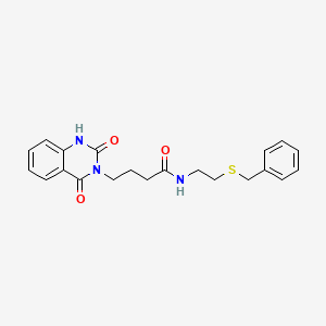 molecular formula C21H23N3O3S B2769222 N-[2-(benzylsulfanyl)ethyl]-4-(2,4-dioxo-1,2,3,4-tetrahydroquinazolin-3-yl)butanamide CAS No. 896359-41-4