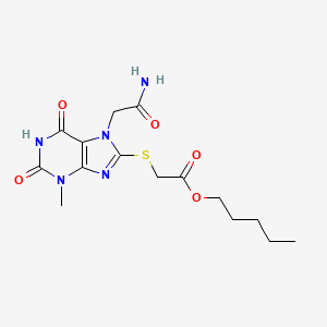 molecular formula C15H21N5O5S B2769224 pentyl 2-((7-(2-amino-2-oxoethyl)-3-methyl-2,6-dioxo-2,3,6,7-tetrahydro-1H-purin-8-yl)thio)acetate CAS No. 303969-47-3