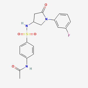 molecular formula C18H18FN3O4S B2769226 N-(4-(N-(1-(3-fluorophenyl)-5-oxopyrrolidin-3-yl)sulfamoyl)phenyl)acetamide CAS No. 896313-55-6