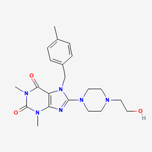 molecular formula C21H28N6O3 B2769231 8-(4-(2-hydroxyethyl)piperazin-1-yl)-1,3-dimethyl-7-(4-methylbenzyl)-1H-purine-2,6(3H,7H)-dione CAS No. 442555-98-8