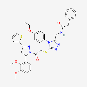 molecular formula C36H36N6O5S2 B2769233 N-{[5-({2-[5-(2,3-dimethoxyphenyl)-3-(thiophen-2-yl)-4,5-dihydro-1H-pyrazol-1-yl]-2-oxoethyl}sulfanyl)-4-(4-ethoxyphenyl)-4H-1,2,4-triazol-3-yl]methyl}-2-phenylacetamide CAS No. 362505-96-2