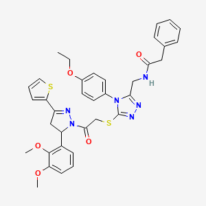N-[[5-[2-[3-(2,3-dimethoxyphenyl)-5-thiophen-2-yl-3,4-dihydropyrazol-2-yl]-2-oxoethyl]sulfanyl-4-(4-ethoxyphenyl)-1,2,4-triazol-3-yl]methyl]-2-phenylacetamide