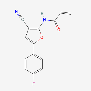 molecular formula C14H9FN2O2 B2769237 N-[3-Cyano-5-(4-fluorophenyl)furan-2-yl]prop-2-enamide CAS No. 2411292-91-4