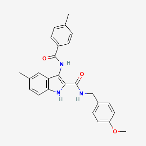 molecular formula C26H25N3O3 B2769246 N-(2-fluorophenyl)-N'-{1-[4-(4-methylbenzyl)-3-oxo-3,4-dihydropyrido[2,3-b]pyrazin-2-yl]piperidin-4-yl}urea CAS No. 1030126-29-4