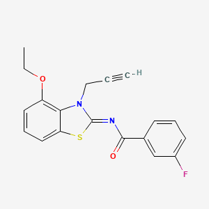 molecular formula C19H15FN2O2S B2769247 N-[(2Z)-4-ethoxy-3-(prop-2-yn-1-yl)-2,3-dihydro-1,3-benzothiazol-2-ylidene]-3-fluorobenzamide CAS No. 868377-02-0