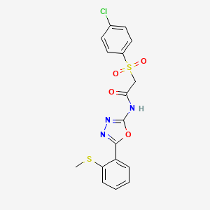 2-((4-chlorophenyl)sulfonyl)-N-(5-(2-(methylthio)phenyl)-1,3,4-oxadiazol-2-yl)acetamide