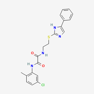 molecular formula C20H19ClN4O2S B2769253 N'-(5-chloro-2-methylphenyl)-N-{2-[(4-phenyl-1H-imidazol-2-yl)sulfanyl]ethyl}ethanediamide CAS No. 897457-50-0