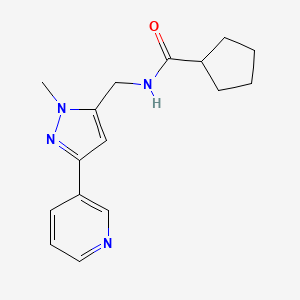 N-((1-methyl-3-(pyridin-3-yl)-1H-pyrazol-5-yl)methyl)cyclopentanecarboxamide
