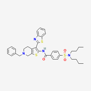 molecular formula C36H40N4O3S3 B2769267 N-(3-(benzo[d]thiazol-2-yl)-6-benzyl-4,5,6,7-tetrahydrothieno[2,3-c]pyridin-2-yl)-4-(N,N-dibutylsulfamoyl)benzamide CAS No. 681435-68-7