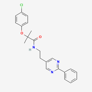molecular formula C22H22ClN3O2 B2769271 2-(4-chlorophenoxy)-2-methyl-N-(2-(2-phenylpyrimidin-5-yl)ethyl)propanamide CAS No. 2034397-77-6