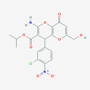 Isopropyl 2-amino-4-(3-chloro-4-nitrophenyl)-6-(hydroxymethyl)-8-oxo-4,8-dihydropyrano[3,2-b]pyran-3-carboxylate