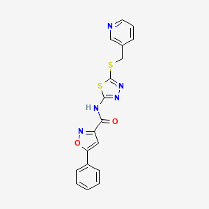 5-phenyl-N-(5-((pyridin-3-ylmethyl)thio)-1,3,4-thiadiazol-2-yl)isoxazole-3-carboxamide